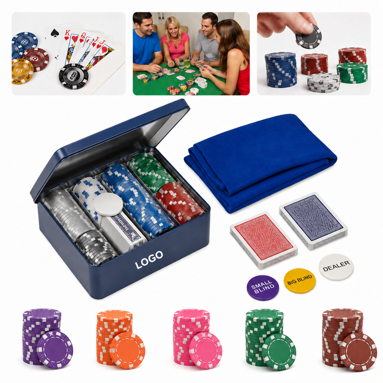 Premium 200-Piece Multi-Color Gaming Set in Protective Tin Case