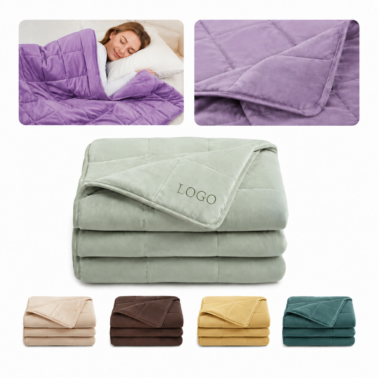 Natural Fiber Weighted Comfort Blanket - 5lb Quilted Design