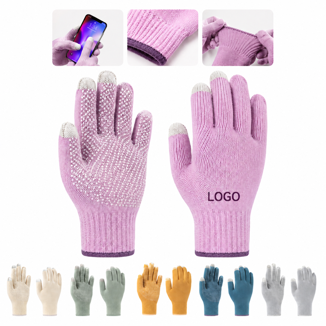Thermal Knit Tech Gloves with Non-Slip Grip