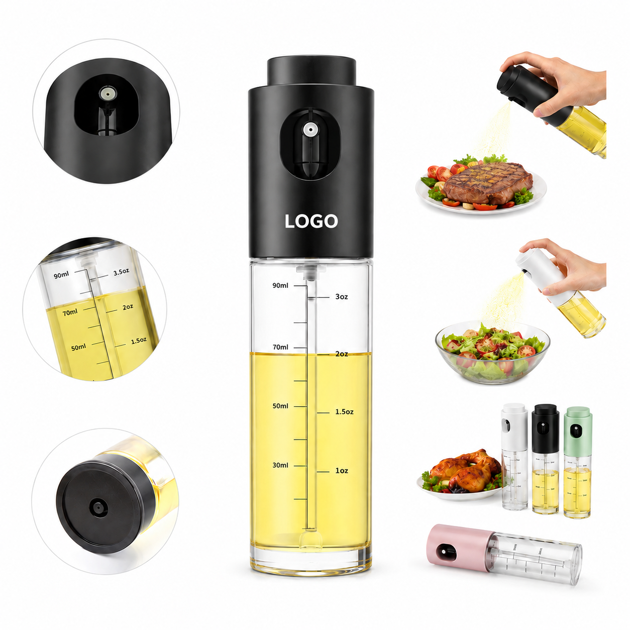 Transparent Glass Oil Mister with Precision Spray Head