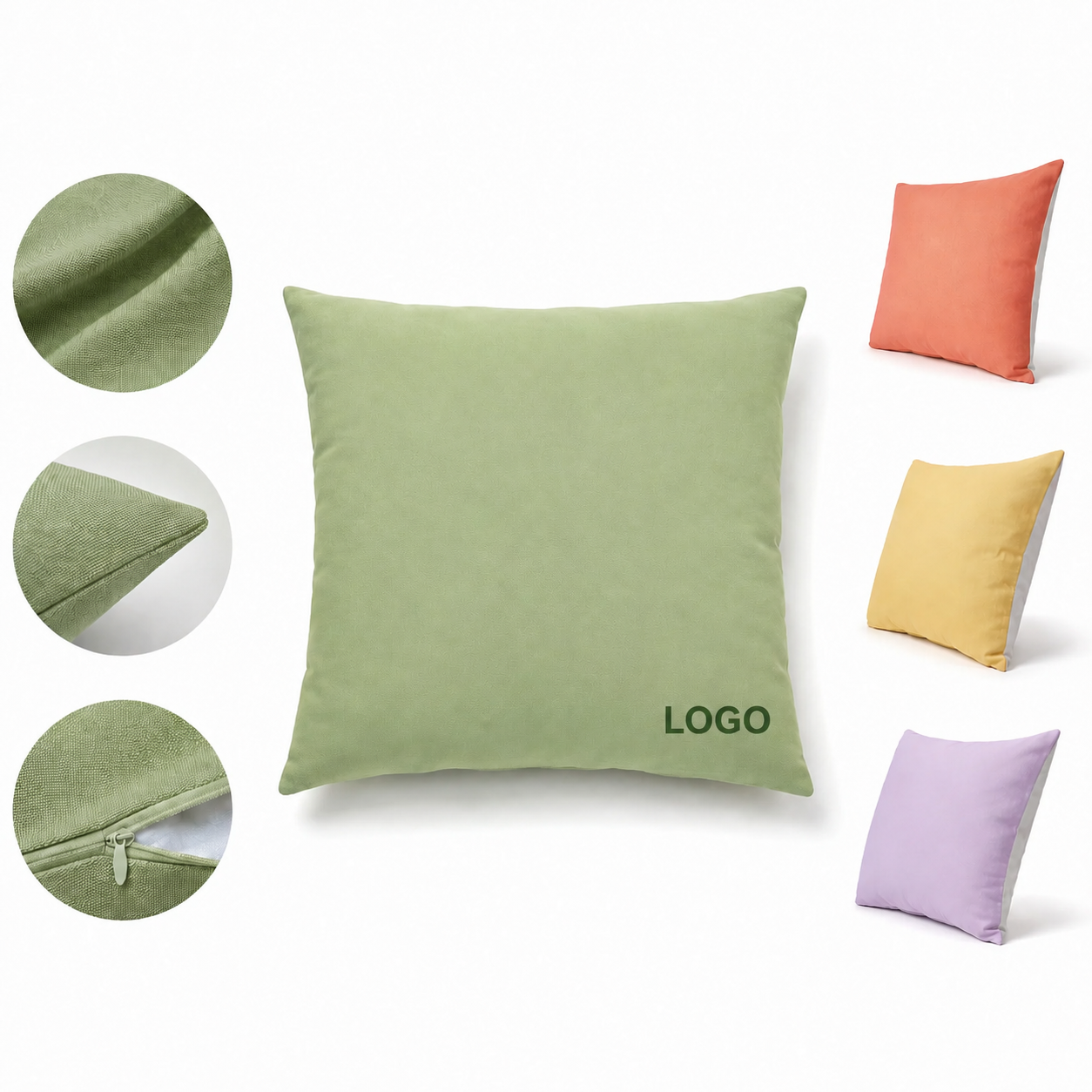 Square Plush Polyester Cushion Case Set - Multi-Color Selection