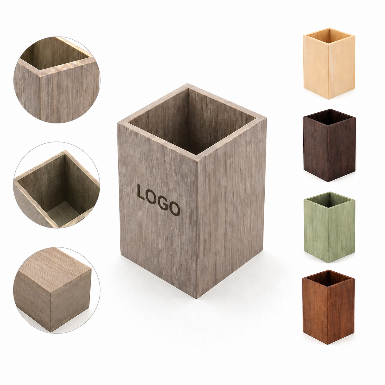 Eco-Friendly Square Bamboo Desktop and Kitchen Tool Organizer