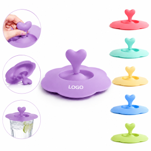 Vibrant Heart-Grip Silicone Beverage Covers - Set of 6 Universal Cup Lids