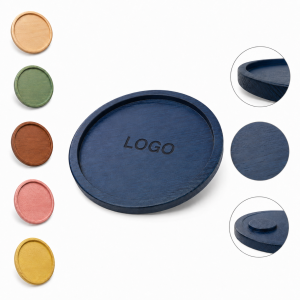 Natural Grain Circular Wooden Coaster with Protective Rim