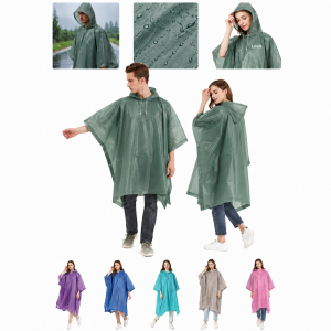 Durable EVA Waterproof Rain Poncho with Adjustable Drawstring Hood