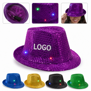 Sequin LED Party Fedora - Multi-Color Luminous Costume Hat