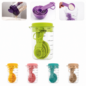 Multi-Piece Nested Kitchen Measuring Tool Set with Integrated Storage Jar