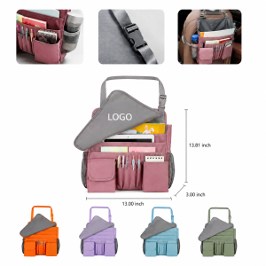 Multi-Compartment Vehicle Headrest Storage Organizer with Adjustable Buckle