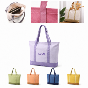 Rugged Canvas Boat Tote with Contrast Trim and Exterior Pocket