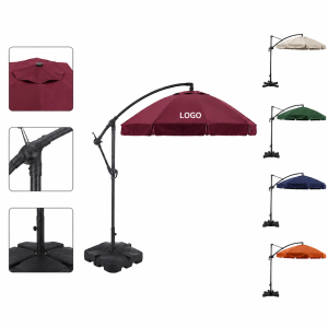 Adjustable Offset Patio Shade Umbrella with Heavy-Duty Base