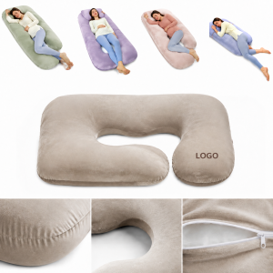 Plush U-Shaped Full Body Support Pillow with Removable Washable Cover